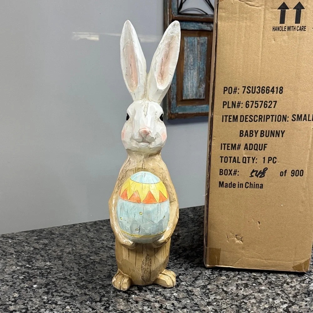 Easter Bunny with Egg Figurine resin NEW 20 inches